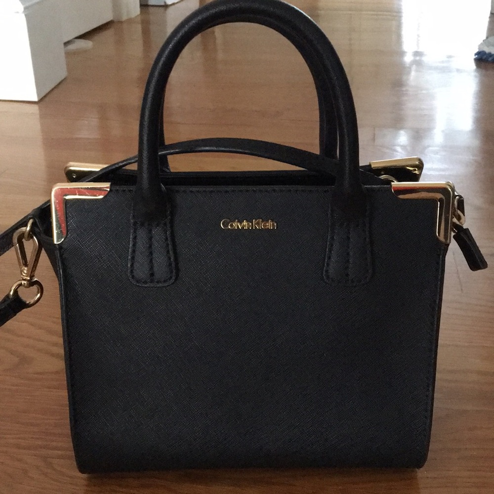 Calvin Klein Black saffiano leather crossbody
